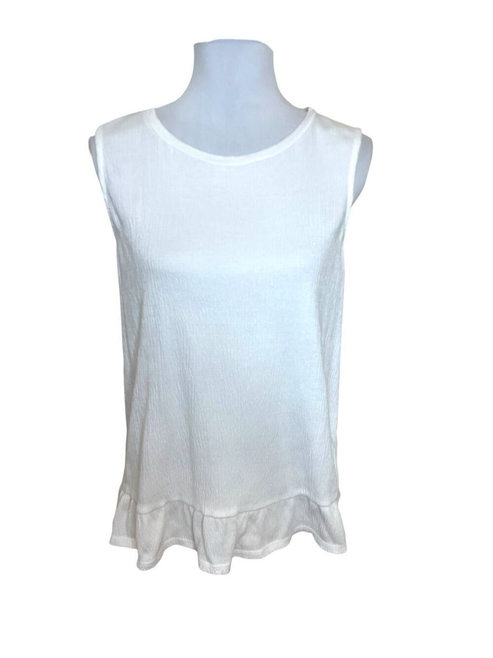 Michael Michael Kors Sleeveless Ruffle Hem Blouse White Size Medium